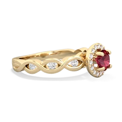 Lab Ruby Infinity Halo Engagement 14K Yellow Gold ring R26315RH