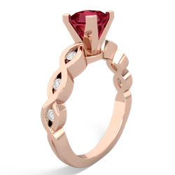 Lab Ruby Infinity 5Mm Square Engagement 14K Rose Gold ring R26315SQ