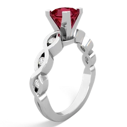 Lab Ruby Infinity 5Mm Square Engagement 14K White Gold ring R26315SQ