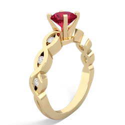 Lab Ruby Infinity 6Mm Round Engagement 14K Yellow Gold ring R26316RD