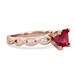 Lab Ruby Infinity 6Mm Princess Engagement 14K Rose Gold ring R26316SQ