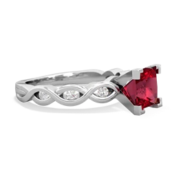 Lab Ruby Infinity 6Mm Princess Engagement 14K White Gold ring R26316SQ