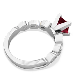 Lab Ruby Infinity 6Mm Princess Engagement 14K White Gold ring R26316SQ