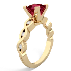 Lab Ruby Infinity 6Mm Princess Engagement 14K Yellow Gold ring R26316SQ