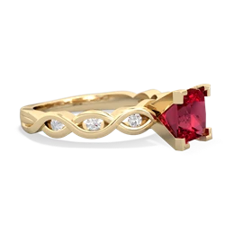 Lab Ruby Infinity 6Mm Princess Engagement 14K Yellow Gold ring R26316SQ