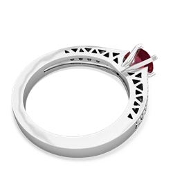 Lab Ruby Art Deco 14K White Gold ring R26355RD