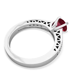 Lab Ruby Art Deco Engagement 6Mm Round 14K White Gold ring R26356RD