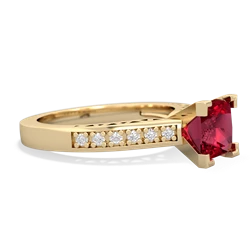 Lab Ruby Art Deco Engagement 6Mm Princess 14K Yellow Gold ring R26356SQ