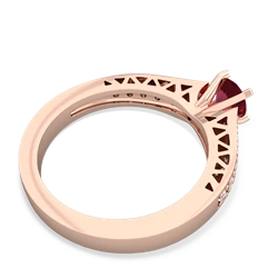 Lab Ruby Art Deco Engagement 5Mm Round 14K Rose Gold ring R26355RD