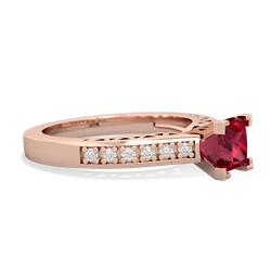 Lab Ruby Art Deco Engagement 5Mm Square 14K Rose Gold ring R26355SQ