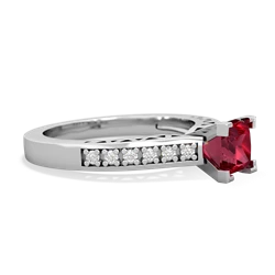 Lab Ruby Art Deco Engagement 5Mm Square 14K White Gold ring R26355SQ