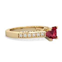 Lab Ruby Art Deco Engagement 5Mm Square 14K Yellow Gold ring R26355SQ