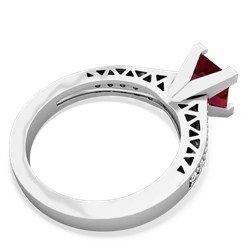 Lab Ruby Art Deco Engagement 6Mm Princess 14K White Gold ring R26356SQ