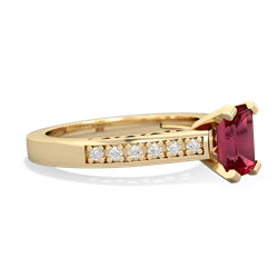 Lab Ruby Art Deco Engagement 7X5mm Emerald-Cut 14K Yellow Gold ring R26357EM