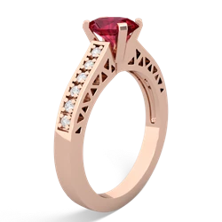 Lab Ruby Art Deco Engagement 7X5mm Oval 14K Rose Gold ring R26357VL