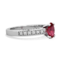 Lab Ruby Art Deco Engagement 7X5mm Oval 14K White Gold ring R26357VL