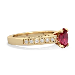 Lab Ruby Art Deco Engagement 7X5mm Oval 14K Yellow Gold ring R26357VL