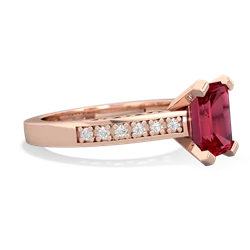 Lab Ruby Art Deco Engagement 8X6mm Emerald-Cut 14K Rose Gold ring R26358EM