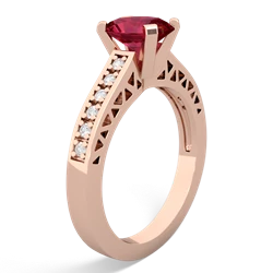 Lab Ruby Art Deco Engagement 8X6mm Oval 14K Rose Gold ring R26358VL