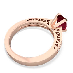 Lab Ruby Art Deco Engagement 8X6mm Oval 14K Rose Gold ring R26358VL