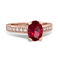 Lab Ruby Art Deco Engagement 8X6mm Oval 14K Rose Gold ring R26358VL