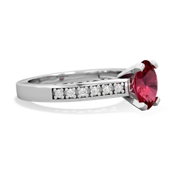 Lab Ruby Art Deco Engagement 8X6mm Oval 14K White Gold ring R26358VL