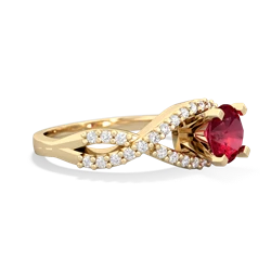 Lab Ruby Diamond Twist 14K Yellow Gold ring R26406RD