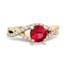 Lab Ruby Diamond Twist 14K Yellow Gold ring R26406RD
