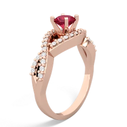 Lab Ruby Diamond Twist 5Mm Round Engagment  14K Rose Gold ring R26405RD