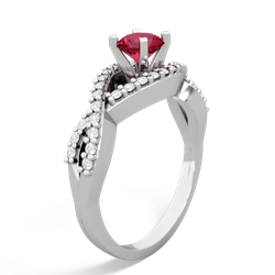 Lab Ruby Diamond Twist 5Mm Round Engagment  14K White Gold ring R26405RD