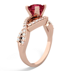 Lab Ruby Diamond Twist 5Mm Square Engagment  14K Rose Gold ring R26405SQ