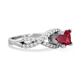 Lab Ruby Diamond Twist 5Mm Square Engagment  14K White Gold ring R26405SQ