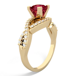 Lab Ruby Diamond Twist 5Mm Square Engagment  14K Yellow Gold ring R26405SQ