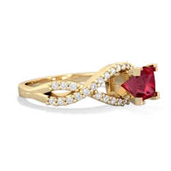 Lab Ruby Diamond Twist 5Mm Square Engagment  14K Yellow Gold ring R26405SQ