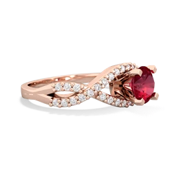 Lab Ruby Diamond Twist 6Mm Round Engagment  14K Rose Gold ring R26406RD