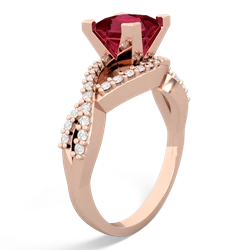 Lab Ruby Diamond Twist 6Mm Princess Engagment  14K Rose Gold ring R26406SQ