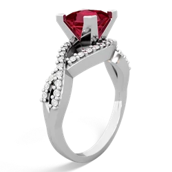 Lab Ruby Diamond Twist 6Mm Princess Engagment  14K White Gold ring R26406SQ