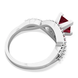 Lab Ruby Diamond Twist 6Mm Princess Engagment  14K White Gold ring R26406SQ