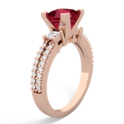 Lab Ruby Classic 6Mm Princess Engagement 14K Rose Gold ring R26436SQ