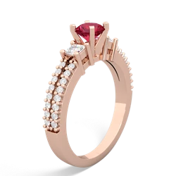 Lab Ruby Classic 5Mm Round Engagement 14K Rose Gold ring R26435RD