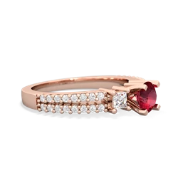 Lab Ruby Classic 5Mm Round Engagement 14K Rose Gold ring R26435RD