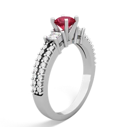 Lab Ruby Classic 5Mm Round Engagement 14K White Gold ring R26435RD