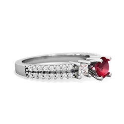 Lab Ruby Classic 5Mm Round Engagement 14K White Gold ring R26435RD