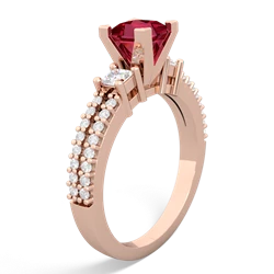 Lab Ruby Classic 5Mm Square Engagement 14K Rose Gold ring R26435SQ