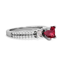 Lab Ruby Classic 5Mm Square Engagement 14K White Gold ring R26435SQ