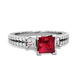 Lab Ruby Classic 5Mm Square Engagement 14K White Gold ring R26435SQ