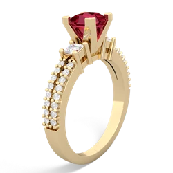 Lab Ruby Classic 5Mm Square Engagement 14K Yellow Gold ring R26435SQ