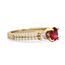 Lab Ruby Classic 6Mm Round Engagement 14K Yellow Gold ring R26436RD