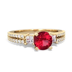 Lab Ruby Classic 6Mm Round Engagement 14K Yellow Gold ring R26436RD