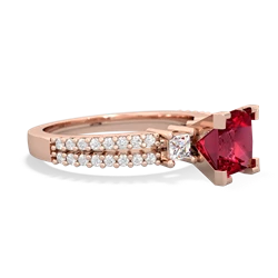 Lab Ruby Classic 6Mm Princess Engagement 14K Rose Gold ring R26436SQ